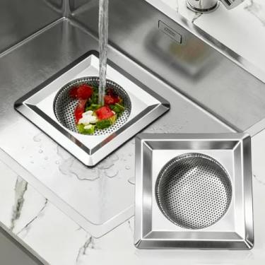 Imagem de 2 coletores de cabelo para ralo de banheiro – coador/tampa de ralo de chuveiro de aço inoxidável e silicone (Slivery)