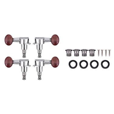 Imagem de Cryfokt Afinadores de Travamento de Ukulele Cabeças de Máquina de Metal Duráveis ​​para Ajuste Rápido e Desempenho Preciso para Amantes de Música Liga de Zinco Prata Vermelho para Jogadores 4 Peças