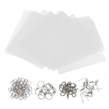 Imagem de Cuofyunl 20 peças de folhas termo retráteis, kit de folha de plástico termo retrátil transparente com chaveiros para chaveiros, joias, brinquedos, presente