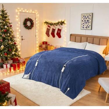 Imagem de Bafode Cobertor Queen Aquecido, Cobertor Elétrico de 213 cm x 228 cm com Controle Duplo, Cobertor Aquecimento de Flanela e Sherpa com 10 Níveis de Aquecimento e Desligamento Automático de 1 a 8 Horas