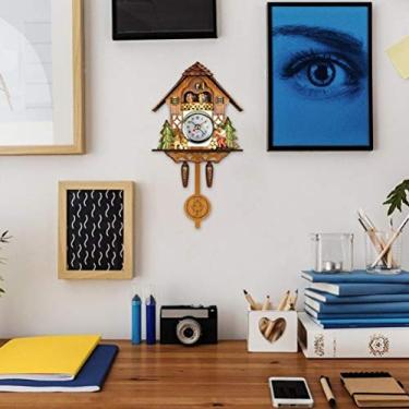 Imagem de GLOGLOW Relógio de Parede de Desenho Animado 3D Relógio de Parede retrô de Desenho Animado 3D, Elegante Cor de Madeira Silencioso de para Sala de Estar, Quarto, Escritório, Decoração de Casa, (#33)