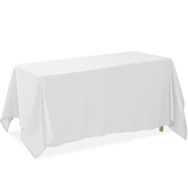 Imagem de Lann's Linens - Toalha de mesa premium de 228 cm x 335 cm para casamento/banquete/restaurante - Toalha de mesa retangular de tecido de poliéster - Branca