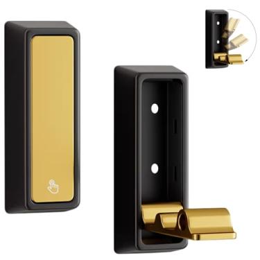 Imagem de Sqsyqz 2 ganchos de parede dobráveis, ganchos dobráveis para toalha de banheiro, ganchos para pendurar casacos, toalhas, roupas, chapéus, bolsas, chaves, ouro + preto