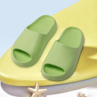Imagem de Chinelo infantil leve e macio de EVA antiderrapante, bico aberto, sandálias confortáveis para crianças, meninos, meninas, banheiro, chuveiro, verão, piscina, praia, Verde, 32-32.5