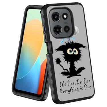 Imagem de stmedazm Capa protetora para celular Moto G Stylus 5G 2025, resistente [3 camadas] à prova de poeira à prova de choque para Motorola Moto G Stylus 5G 2025, gato engraçado - It's Fine I'm Fine