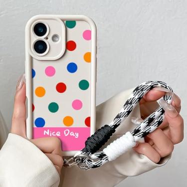 Imagem de Capa para iPhone 16 16E 15 14 13 12 11 Pro MAX XS Max XR 7 8 Plus, colorida, macia, em TPU, com cordão, protetora para celular, J81, branca, SS, para iPhone 14