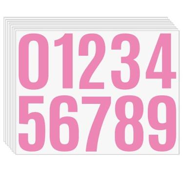 Imagem de 8 folhas 10 cm adesivos rosa número 0-9 – números autoadesivos de vinil à prova d'água para endereço de caixa de correio, placas ao ar livre, placas de porta de casa, caixas de armazenamento