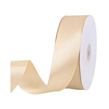 Imagem de Fita dourada de champanhe dupla face, fita de cetim dupla face de 152 m para embrulho de presente, buquê de flores, laços de cabelo, decoração de festa de casamento e aniversário
