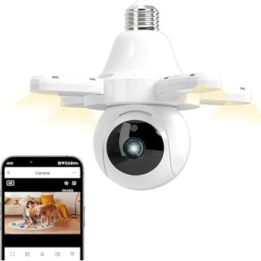 Imagem de Câmera Segurança IP Lâmpada - 360° Full HD WiFi Inteligente 1080p com Visão Noturna Infravermelho Câmeras, Detecção de Movimento, Áudio Bidirecional, para garagens, corredores, lojas, armazéns