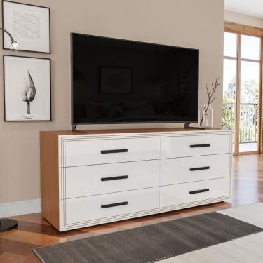 Imagem de Cômoda Valência 6 Gavetas Freijó Branco Politorno Móveis