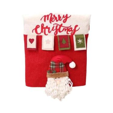 Imagem de Capa De Cadeira De Natal Com Papai Noel, Boneco De Neve E Alce, Decora