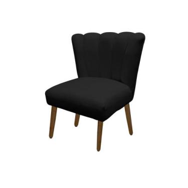 Imagem de Cadeira Pétala Flor Para Sala De Estar Penteadeira Salão Suede Preto -
