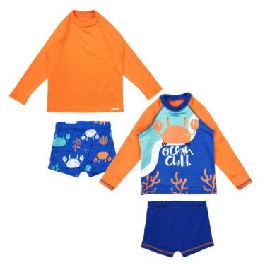 Imagem de Kit 2 Conjuntos Menino Blusa E Sunga Proteção Uv - Catarinense, Siri a