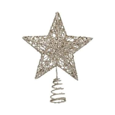 Imagem de Enfeite De Árvore De Natal Em Forma De Pentagrama Dourado E Prateado, 