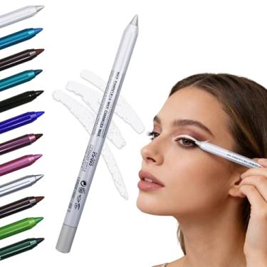 Imagem de Delineador de lápis à prova d'água, à prova de manchas, gel colorido cremoso delineador líquido, enchimento de meia para mulheres (branco)