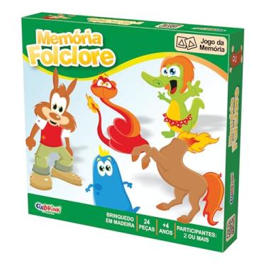 Imagem de Jogo da Memória Infantil Folclore 24 Peças em Madeira, para Crianças +4 Anos, Caixa Cartonada