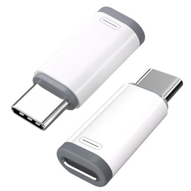 Imagem de Adaptador L para USB C tipo C, pacote com 2, sincronização de dados de carregamento de 10W, adaptador de cabo L fêmea para USB tipo C para iPhone/iPad/para Airpods, com loop antiperda, não para áudio