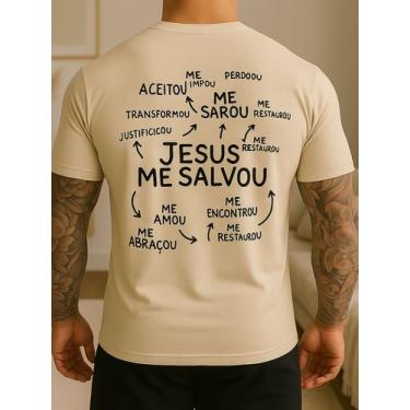 Imagem de Camiseta Masculina JESUS ME SALVOU Streetwear 30.1 Premium Cor:BEGETam