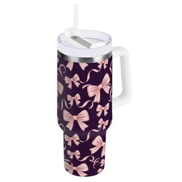 Imagem de SEHANY Lindo copo roxo de 850 g com alça, copo isolado de aço inoxidável a vácuo de parede dupla, à prova de vazamento, caneca de café isolada para viagem, cabe no suporte de copo de carro
