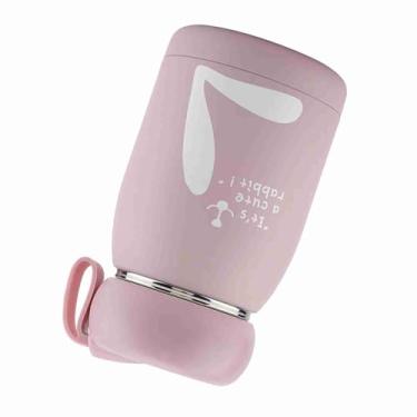 Imagem de GLOGLOW Copo Térmico de Aço Inoxidável Com Padrão de Coelho, Garrafa Térmica Isolada de 320ml, Leve, à Prova de Vazamentos, para Utensílios de Mesa de Viagens e Escolares (Rosa)
