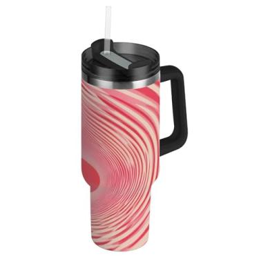 Imagem de ATTX Copo Love Heart Tunnel de 1,134 g com alça, copo de aço inoxidável a vácuo de parede dupla com palha, caneca de café de viagem isolada #152