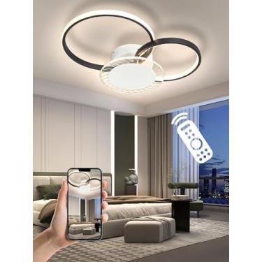 Imagem de Luminária de teto LED com design moderno e minimalista, controle inteligente para sala de estar com controle remoto, intensidade de luz infinitamente ajustável, ideal para quarto, sala de es