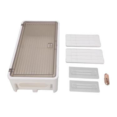 Imagem de Zerodis Caixa de Tecido Montada na Parede, 2 Divisórias Removíveis, Caixa Dispensadora de Tecido, Adesivo Forte, Suporte para Toalhetes, Recipiente de Rolos de Papel Higiênico (Branco e Preto