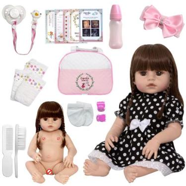 Imagem de Bebe Estilo Reborn 46cm Recém Nascida de Vinil + 20 Itens - Cegonha Re
