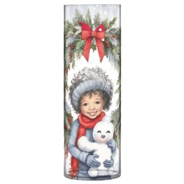 Imagem de Wassud Vaso de boneco de neve e grinalda para decoração de quarto, vaso de flores, vasos de fazenda para centros de mesa, vaso cilíndrico de plástico para decoração de casa