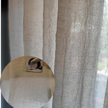 Imagem de Cortina De Linho Cambraia Voil Gaze Sala Quarto Escritório 2,80x1,80m e 2,80x2,4m Ilhós Cromado (Palha, 2,80 x 2,40m)