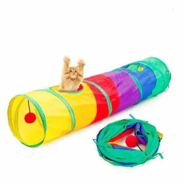 Imagem de Brinquedo Interativo Para Gatos Pets Túnel Labirinto Colorido - TATUDE