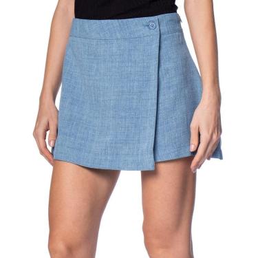 Imagem de Short Saia Feminino The Style Box Transpassado Azul-Feminino