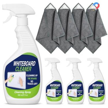 Imagem de Fuyoooo Conjunto de 8 peças de limpador de quadro branco, 4 limpadores a seco de 502 ml, com 4 panos, spray de limpeza de quadro branco para sala de aula, escritório em casa (cinza)