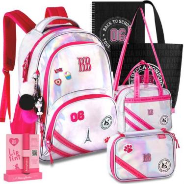 Imagem de Kit RB Rebecca Bonbon Holográfica Mochila Lancheira e Estojo Exclusiva