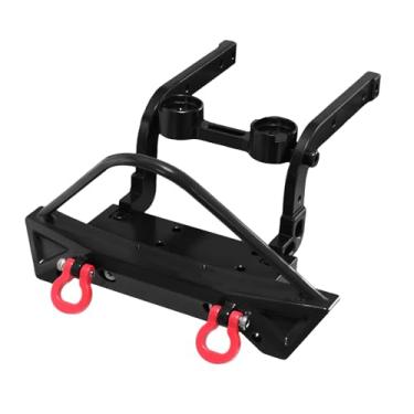 Imagem de MYHWDRNU Peças de carro RC compatíveis com MJX para Hyper GO H12Y RC acessórios de peças de atualização de carro de liga de alumínio para-choque dianteiro com guincho elétrico (preto)