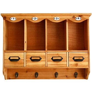 Imagem de Prateleiras flutuantes armário de parede de madeira maciça nórdica, rack de parede de restaurante, decoração de parede retrô, prateleira flutuante multifuncional, rolamento de carga 8 kg (cor: cor de