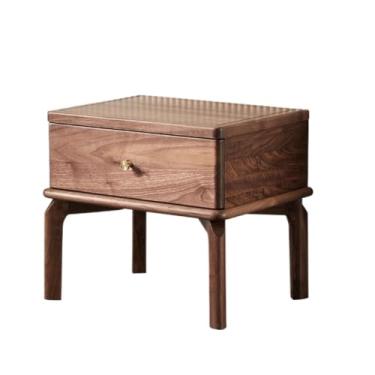 Imagem de Mesa de cabeceira estilo chinês de nogueira preta para sala de estar, armário de armazenamento, mesa de canto para espaço pequeno, mesa pequena