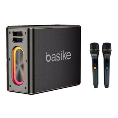Imagem de Caixa De Som Bluetooth  Karaokê Rgb 120W  Com 2 Microfones Sem Fio  Basike