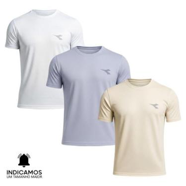 Imagem de Kit 3 Camisetas Diadora Small Logo Masculina - Cinza Claro e Off White