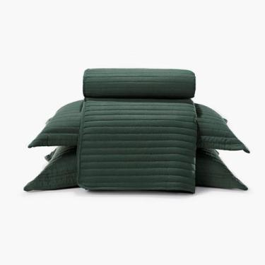 Imagem de Kit Colcha Casal Döhler Maestro Dupla Face 3 Peças, Verde Escuro
