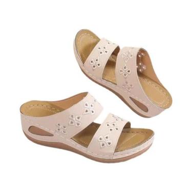 Imagem de Sandálias De Couro Bordadas Com Flores Para Mulheres, Leves, Casuais, 