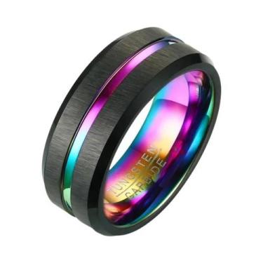 Imagem de Aliança Masculina De Tungstênio Carbonado Preto Fosco De 8mm, Anel Vno