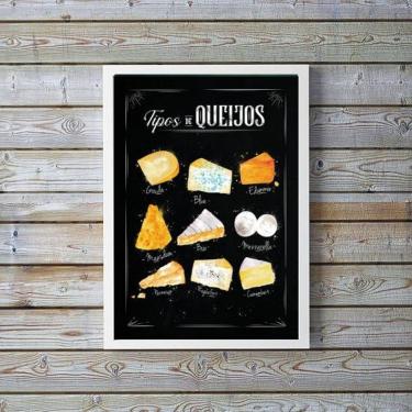 Imagem de Quadro Queijo Decorativo 33x24cm - Vidro, Moldura Preta