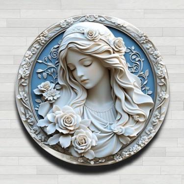 Imagem de Lady & Rose Relief Vintage Placa de parede redonda de alumínio rústico, 20 cm, presentes e decoração para casa, escritório, café e quintal