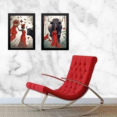 Imagem de Kit 2 Quadros Orixá Iansã- Boi E Borboletas 45X34Cm - Vidro