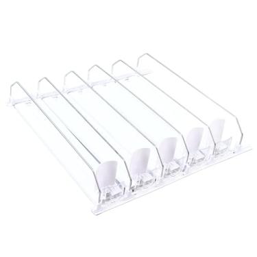 Imagem de Organizador de bebidas com mola ajustável, trilho deslizante, dispensador de latas de refrigerante para bebidas, cerveja, organizador de geladeira, plástico abs 42x38x8cm (Branca)