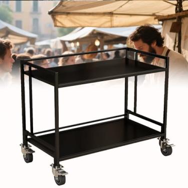 Imagem de Carrinho de venda automática móvel 88 cm - Carrinho dobrável com rodas para mercados de pulgas, mercados noturnos, barracas de rua, supermercados - 100 x 60 cm (39,5 x 23,6 polegadas) - Prateleira de