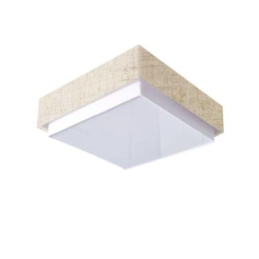 Imagem de Plafon Quadrado Vivare Md-3092 Cúpula Em Tecido 60x60cm - Bivolt Rustico-bege 127/220v