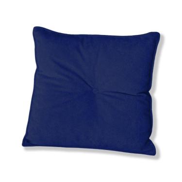Imagem de Almofada Quadrada Tina Com Botão Central 50x50 Cm Boucle 7 Decor Azul Marinho