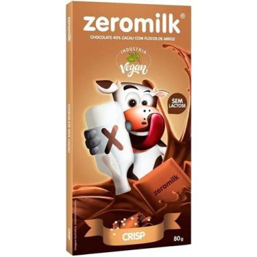 Imagem de Chocolate Sem Lactose 40% Cacau Com Flocos de Arroz Crisp 80g Zeromilk